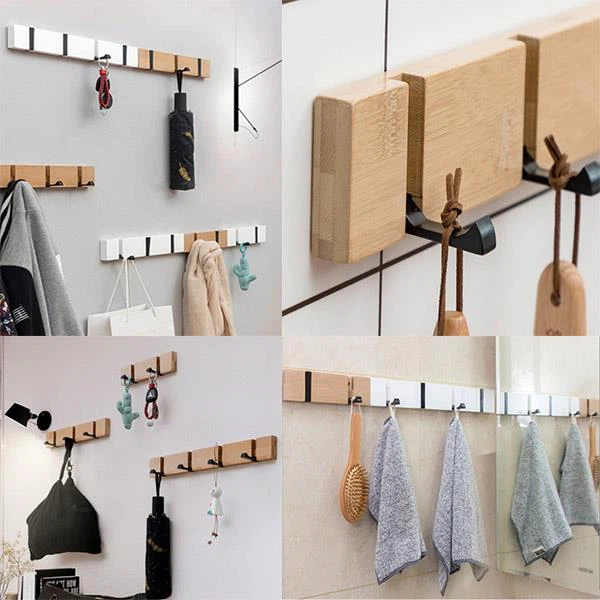 Wall-Mounted Bamboo Coat Rack