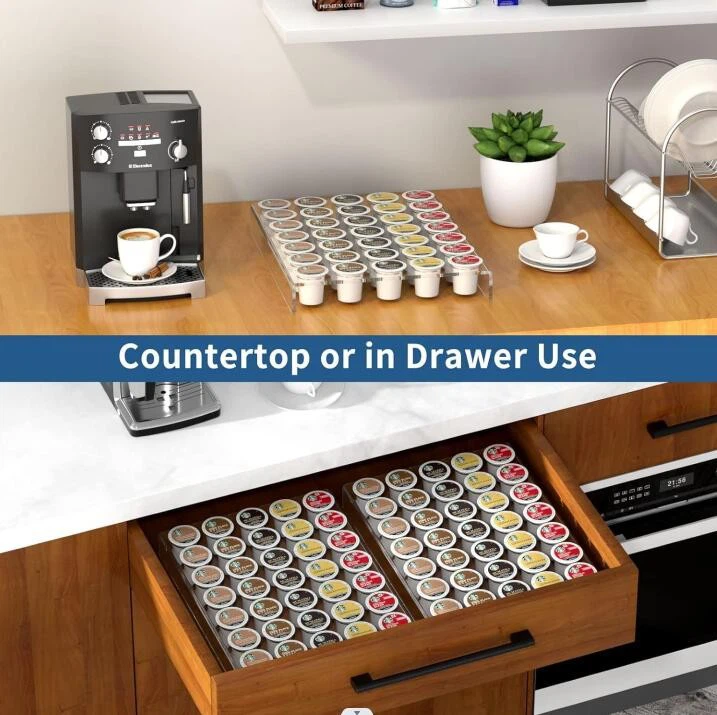 Acrylic K Cup Drawer Organizer Countertop 35 Coffee Capsules Coffee Pod Holder