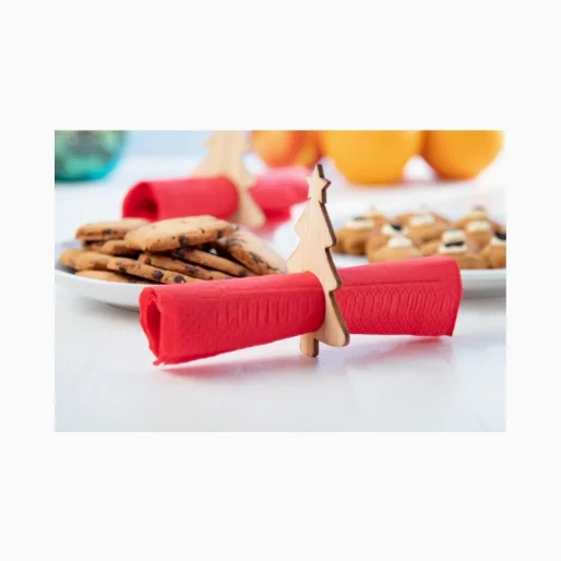 Bamboo Christmas Tree Shaped Napkin Ring Set