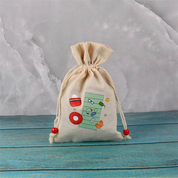 Cute Cotton Easter Burlap Bags With Drawstring